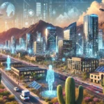 Here’s a futuristic depiction of Tucson, Arizona, in the digital age, blending the natural beauty of the Sonoran desert with advanced technology and eco-friendly innovations.